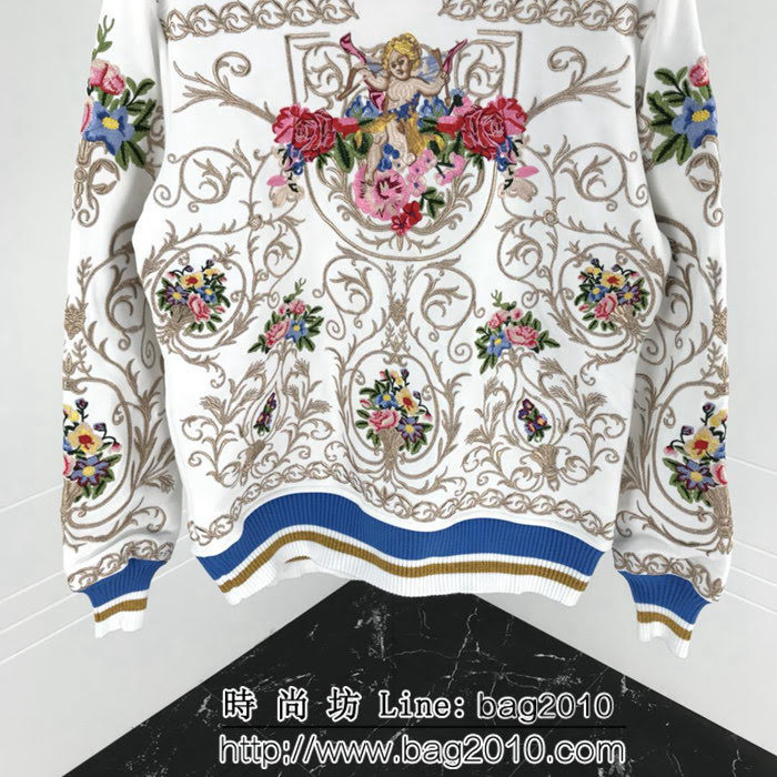 DＧ杜嘉班納 18ss走秀款 丘比特天使玫瑰 萬針刺繡衛衣 情侶款 ydi1414